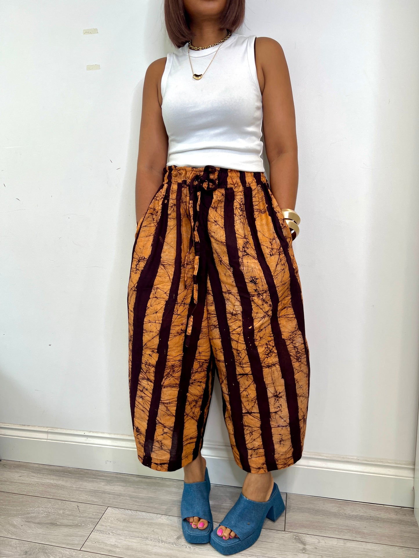 BOGO HALF PRICE brown peach hand  dyed  culottes UK 8-14/16