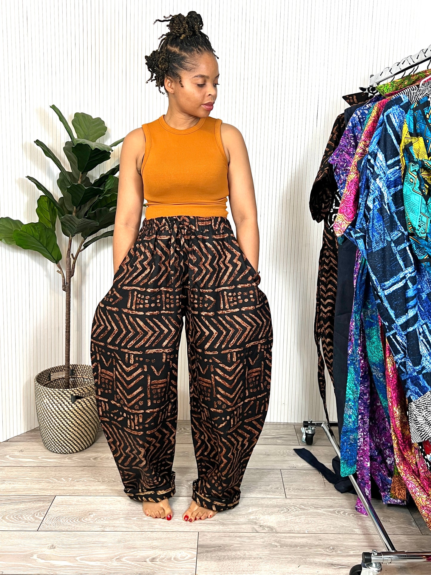Brown tribal print Baloon trousers