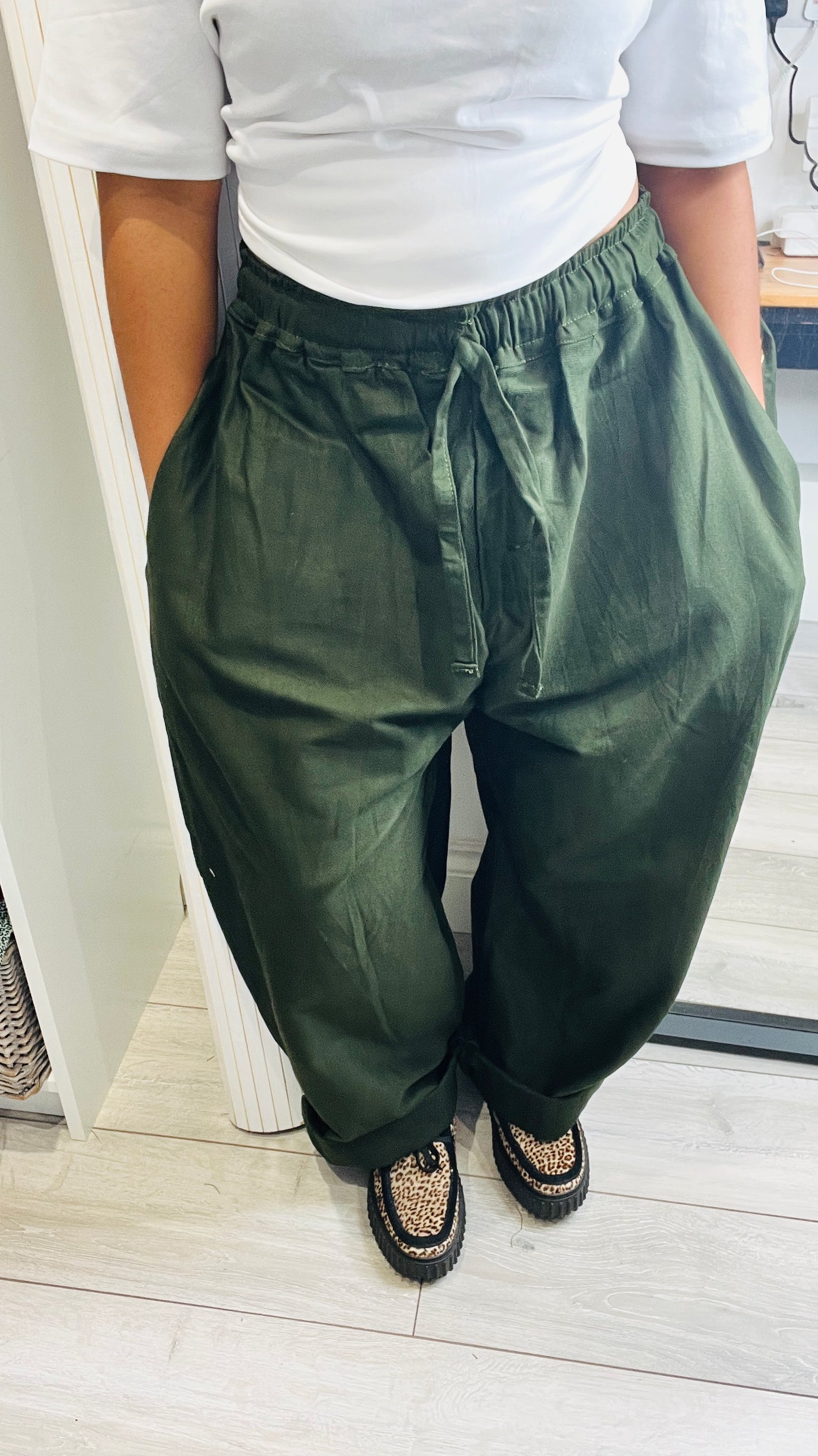 Denim Baloon trousers (without peplum belt) size 1 UK 8-14