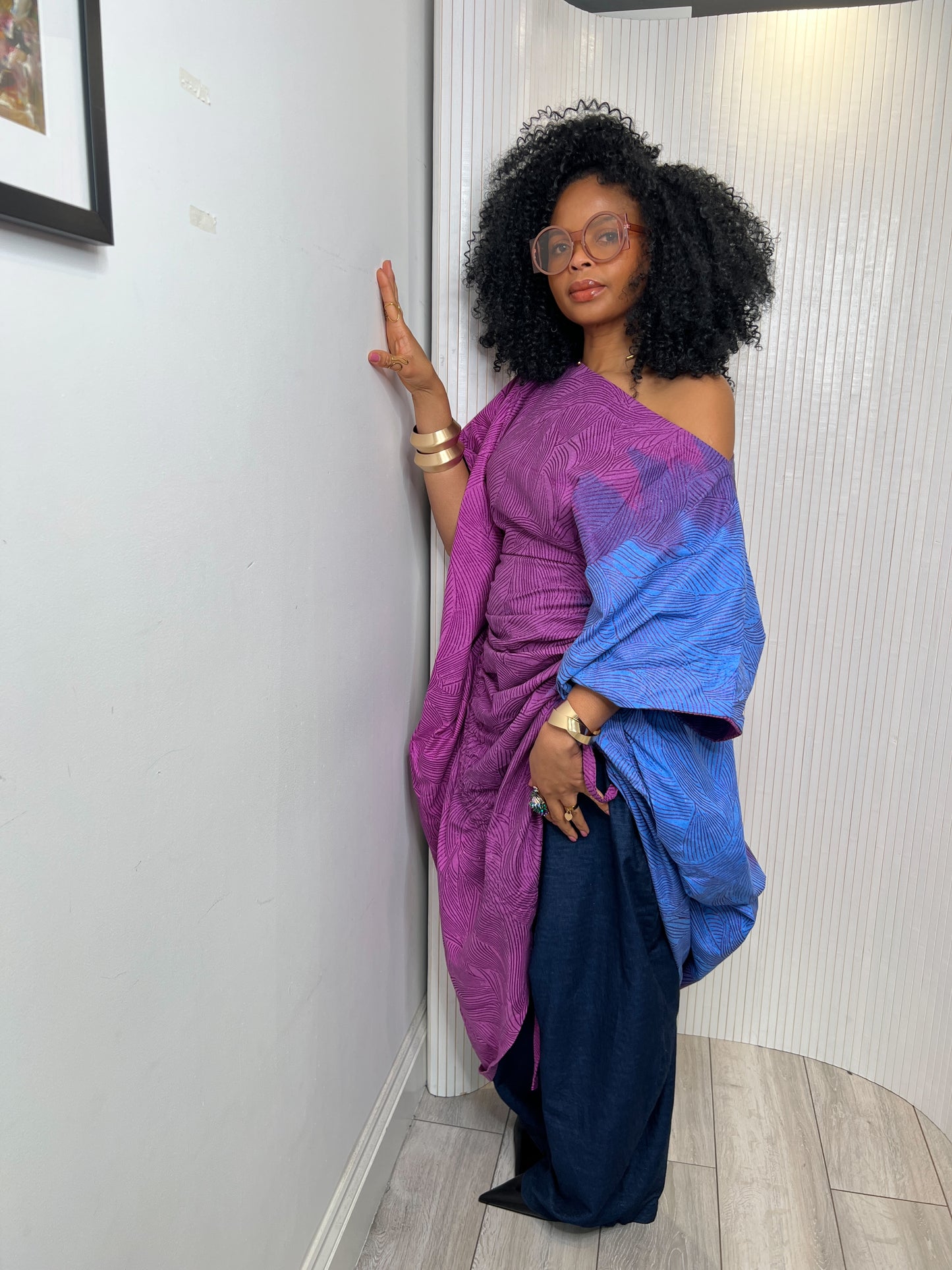 Blue purple Embellished Bubu Dress | Kaftan Maxi Dress