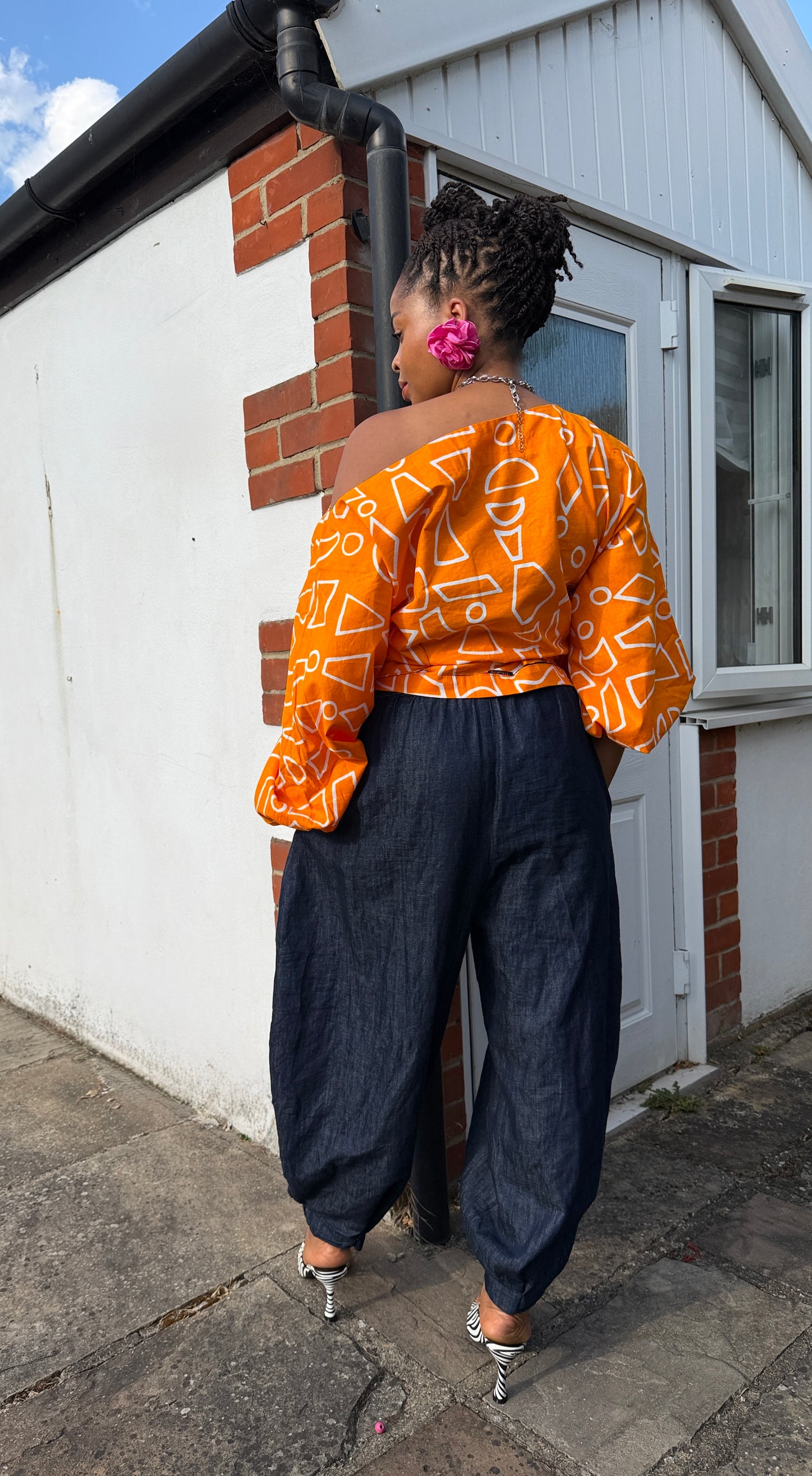 Orange Baloon wrap top one size UK 8-14/16