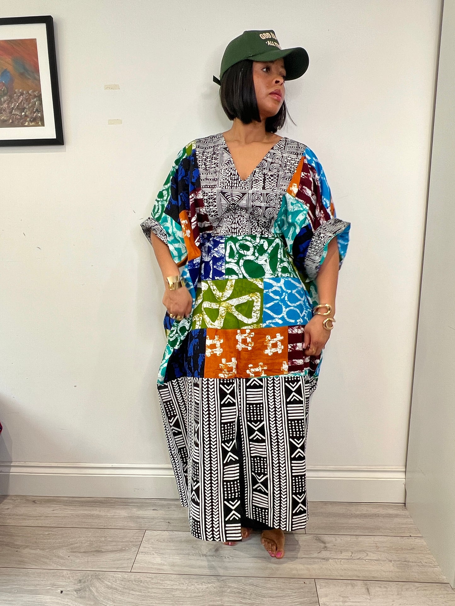 Patchwork Bubu Kaftan Dress One size