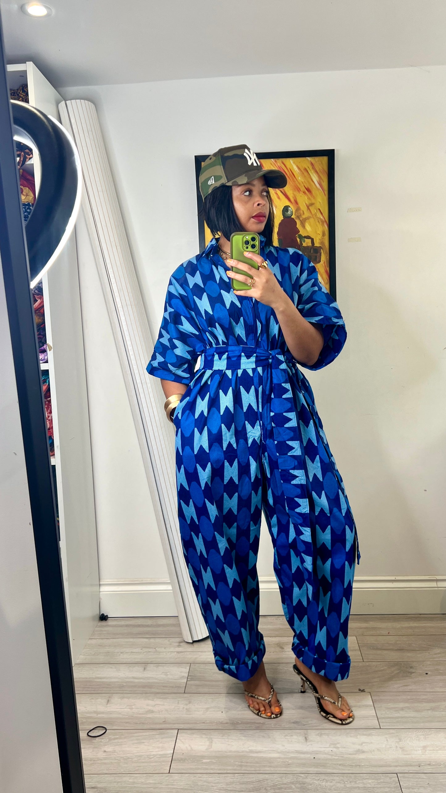 Blue kente inspired jumpsuit. One size 1 UK8-14