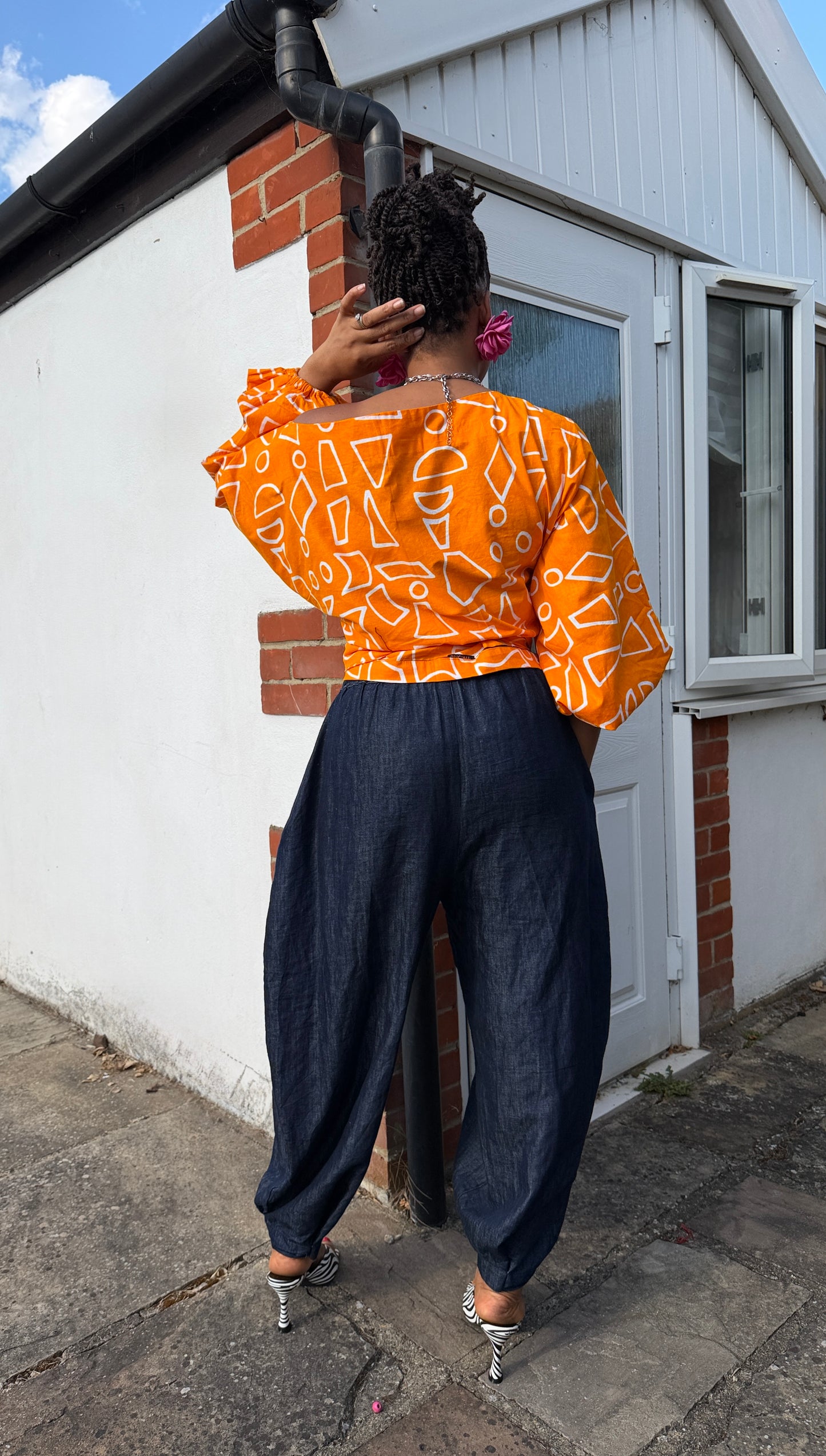 Orange Baloon wrap top one size UK 8-14/16