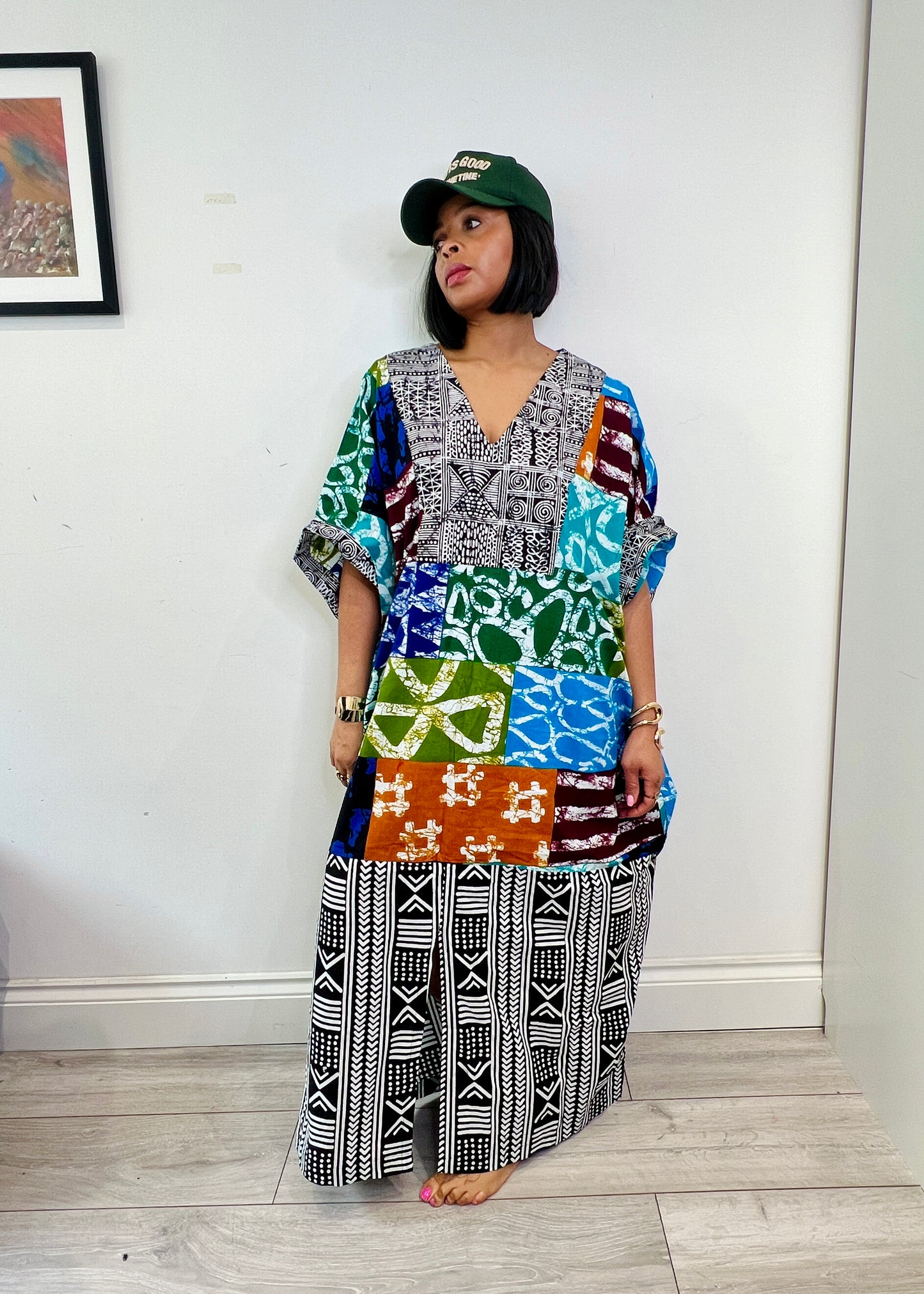 Patchwork Bubu Kaftan Dress One size