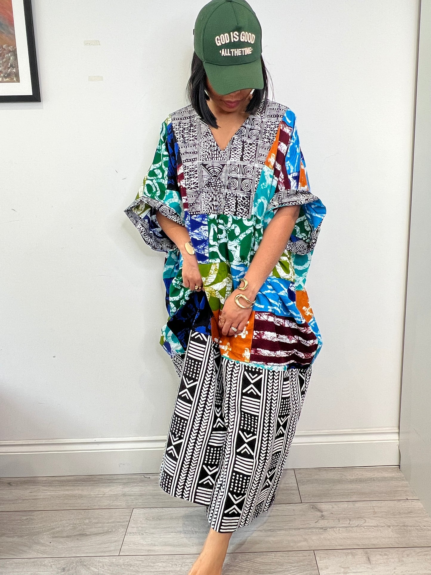 Patchwork Bubu Kaftan Dress One size