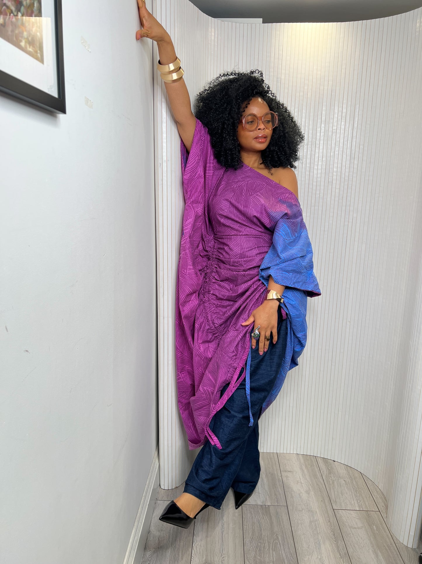 Blue purple Embellished Bubu Dress | Kaftan Maxi Dress