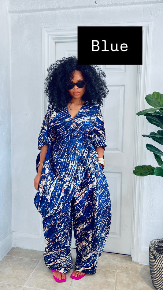 Blue 2 piece kaftan and trousers set- INTRODUCTORY PRICE