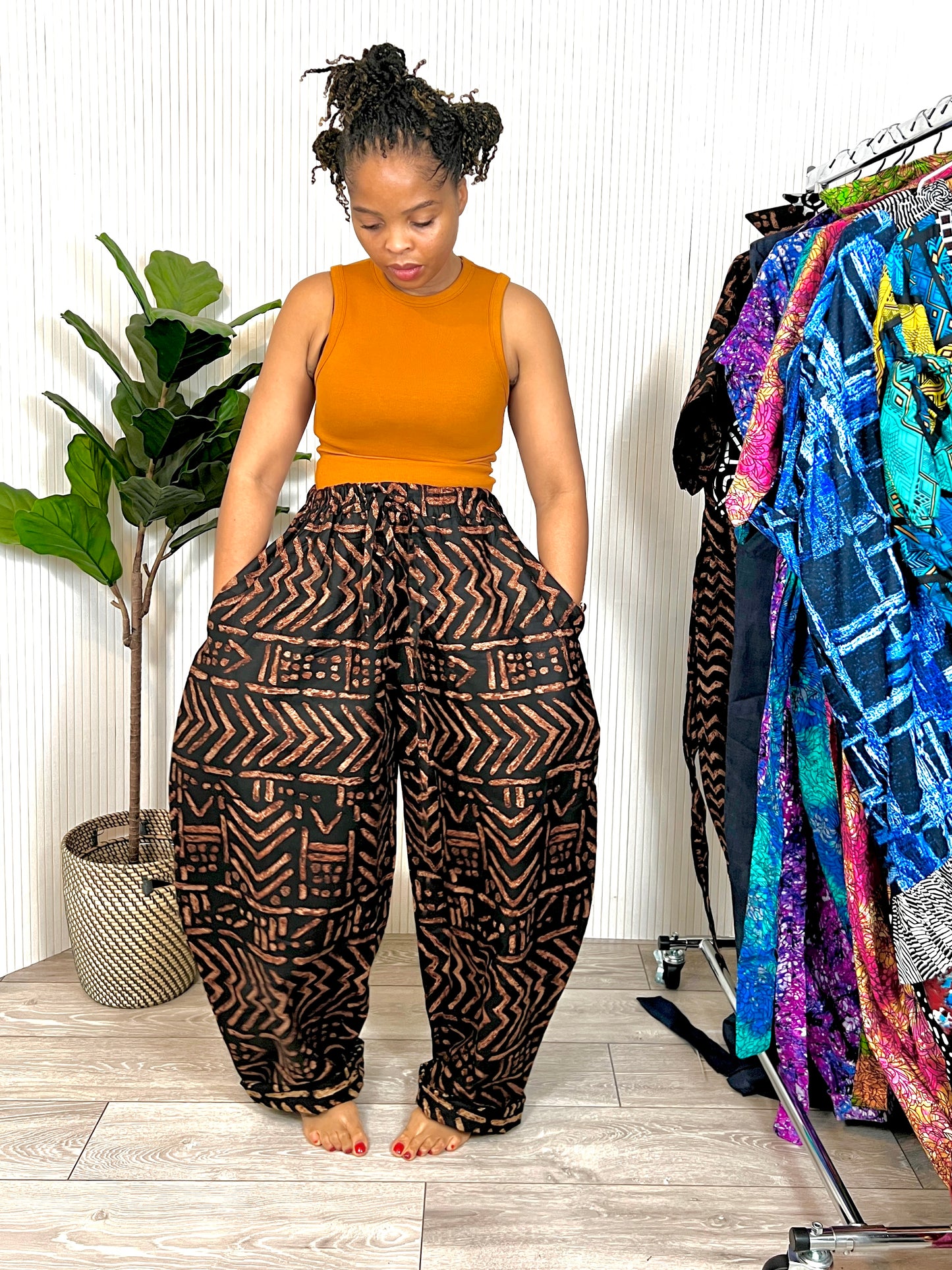 Brown tribal print Baloon trousers