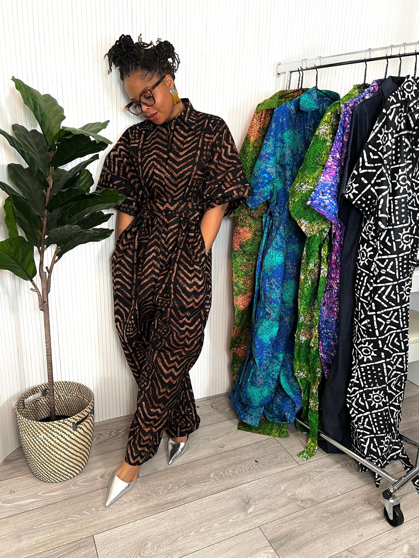 Brown tribal jumpsuit size 1/2
