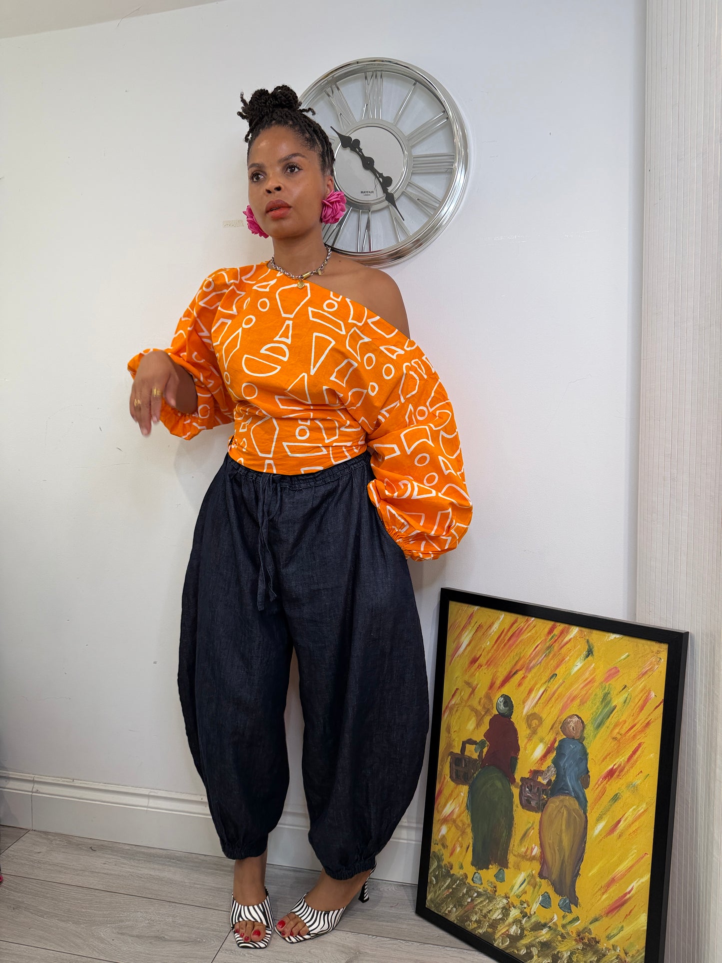 Orange Baloon wrap top one size UK 8-14/16