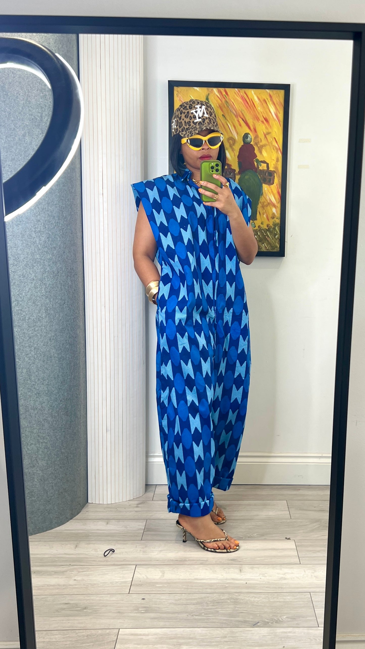 Blue kente inspired jumpsuit. One size 1 UK8-14