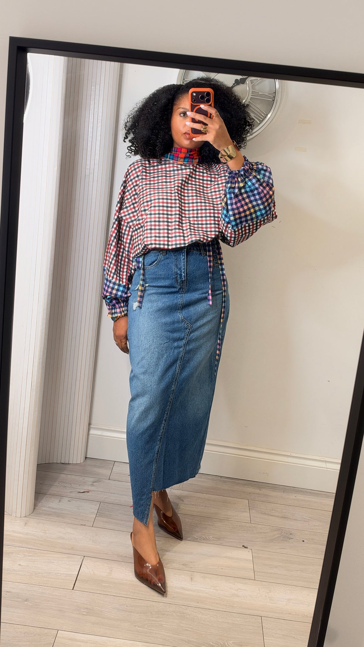 Patchwork drawstring blouse. Size 1 UK8-14
