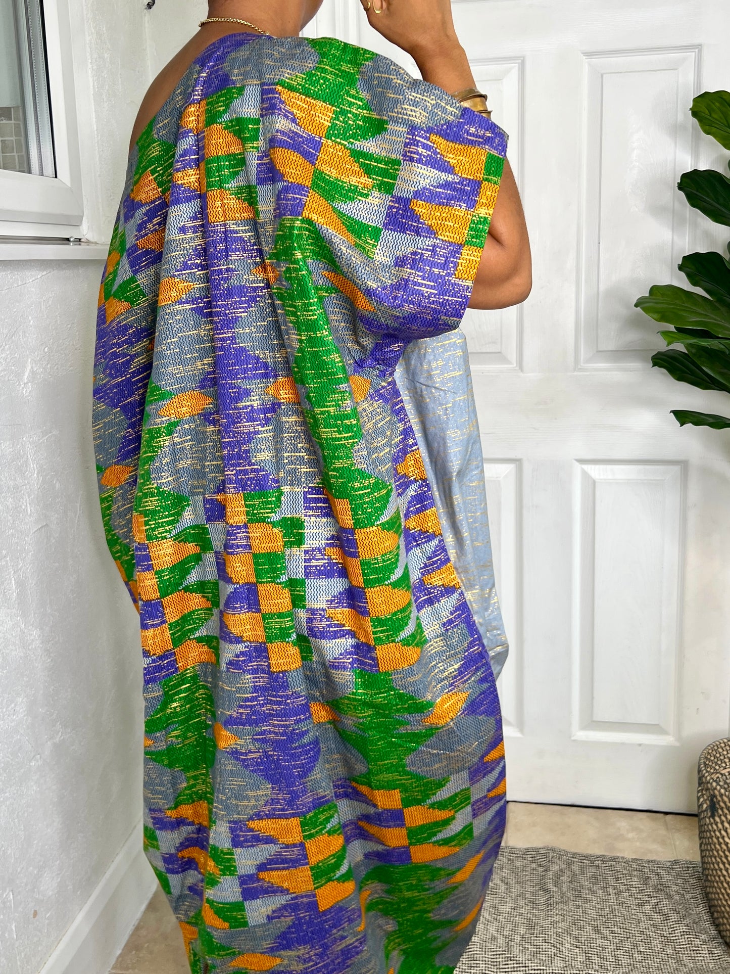 Baby Blue Embellished with Gold Bubu Dress | Kaftan Maxi Dress