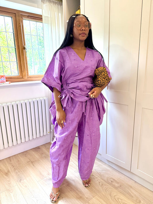 Brown 2 piece trousers set one size