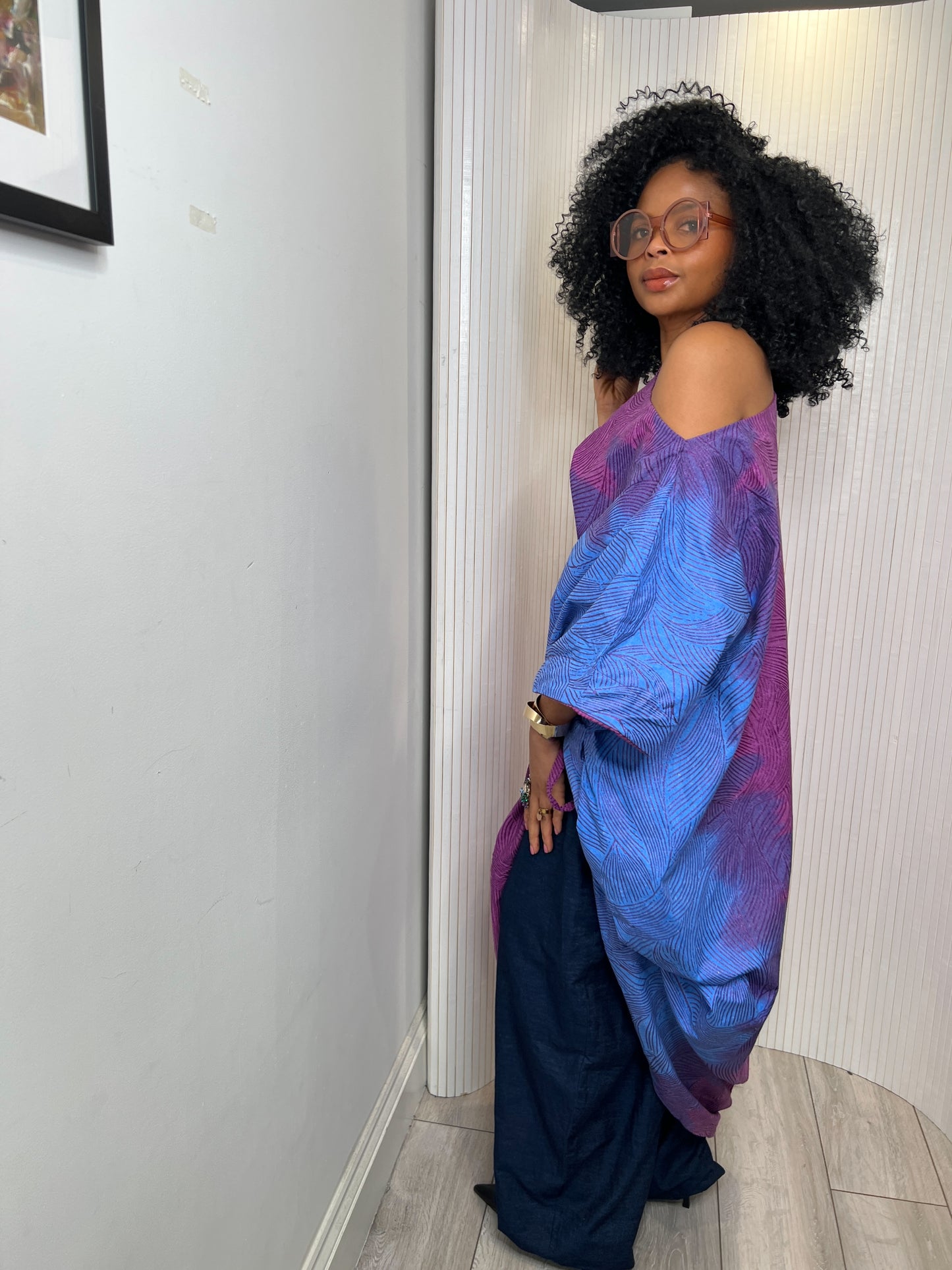 Blue purple Embellished Bubu Dress | Kaftan Maxi Dress
