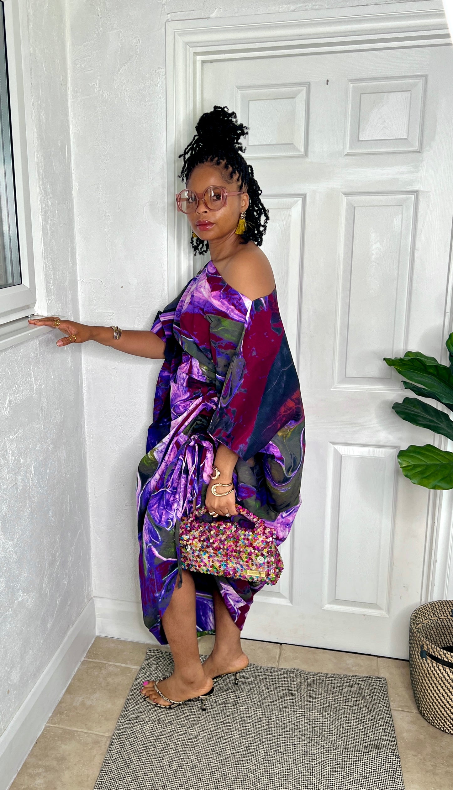 Purple African print dress | Nigerian Bubu dress