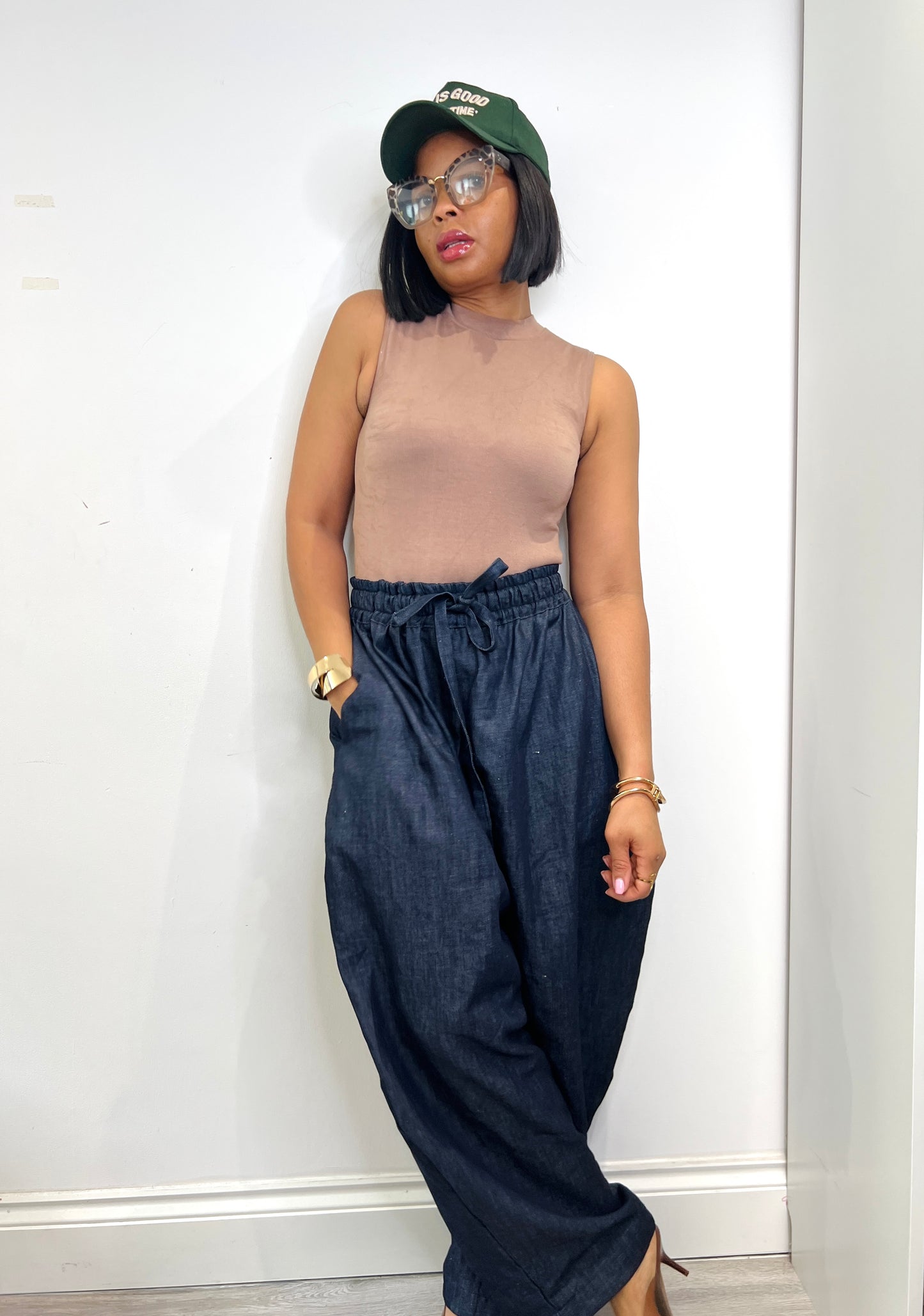 Made to Order Oversized Baloon dark denim trousers one size UK8-14