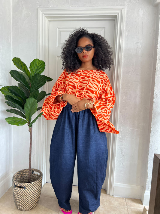 Kimono style free top in orange