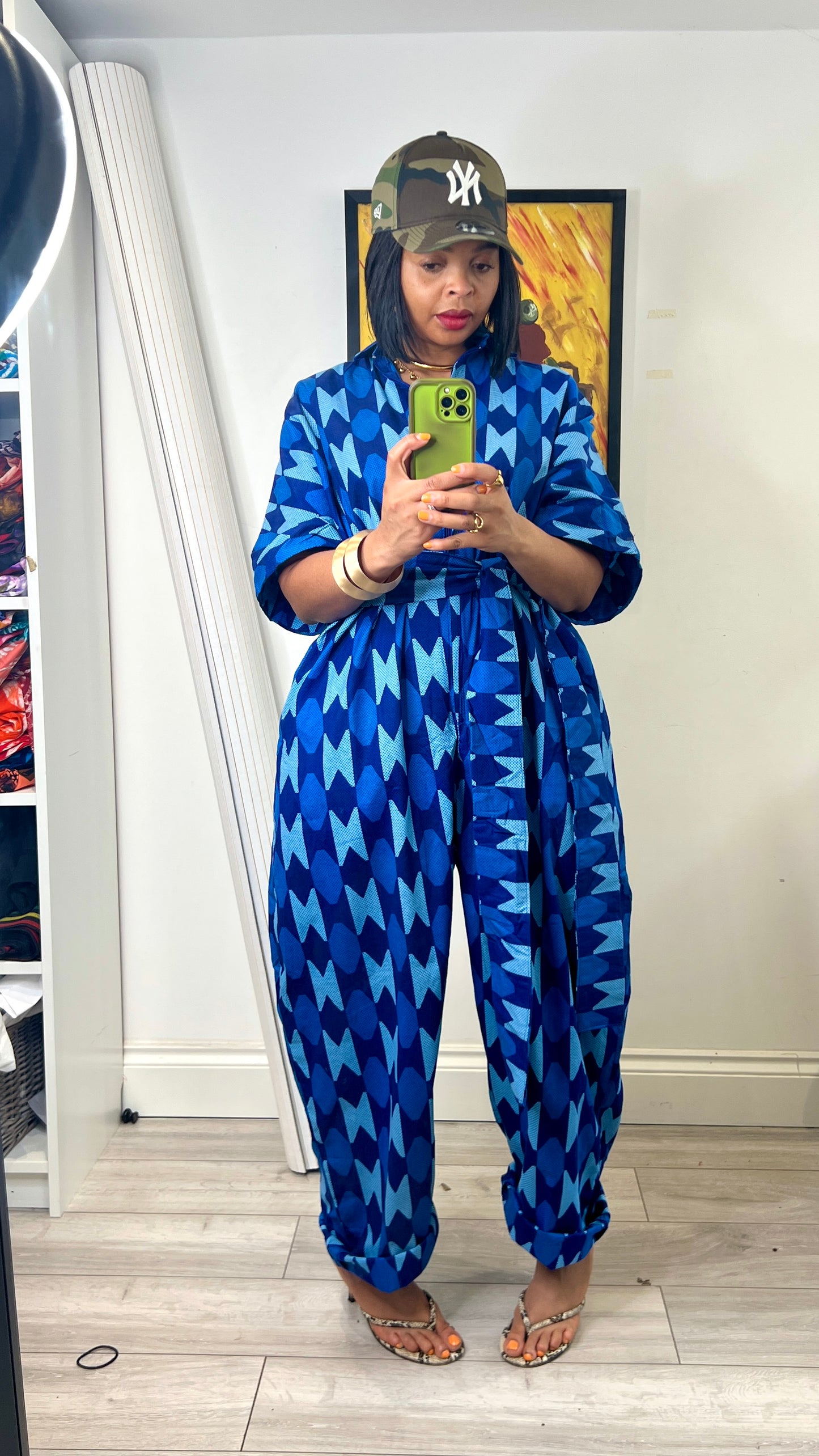 Blue kente inspired jumpsuit. One size 1 UK8-14