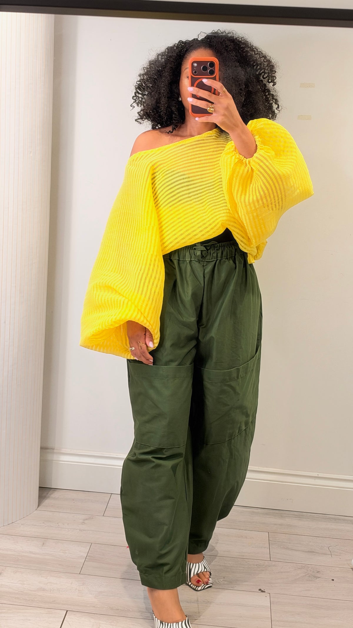 Pleated organza Baloon top. One size up to UK16/18 yellow