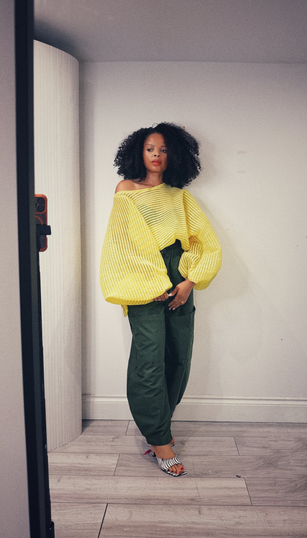 Pleated organza Baloon top. One size up to UK16/18 yellow