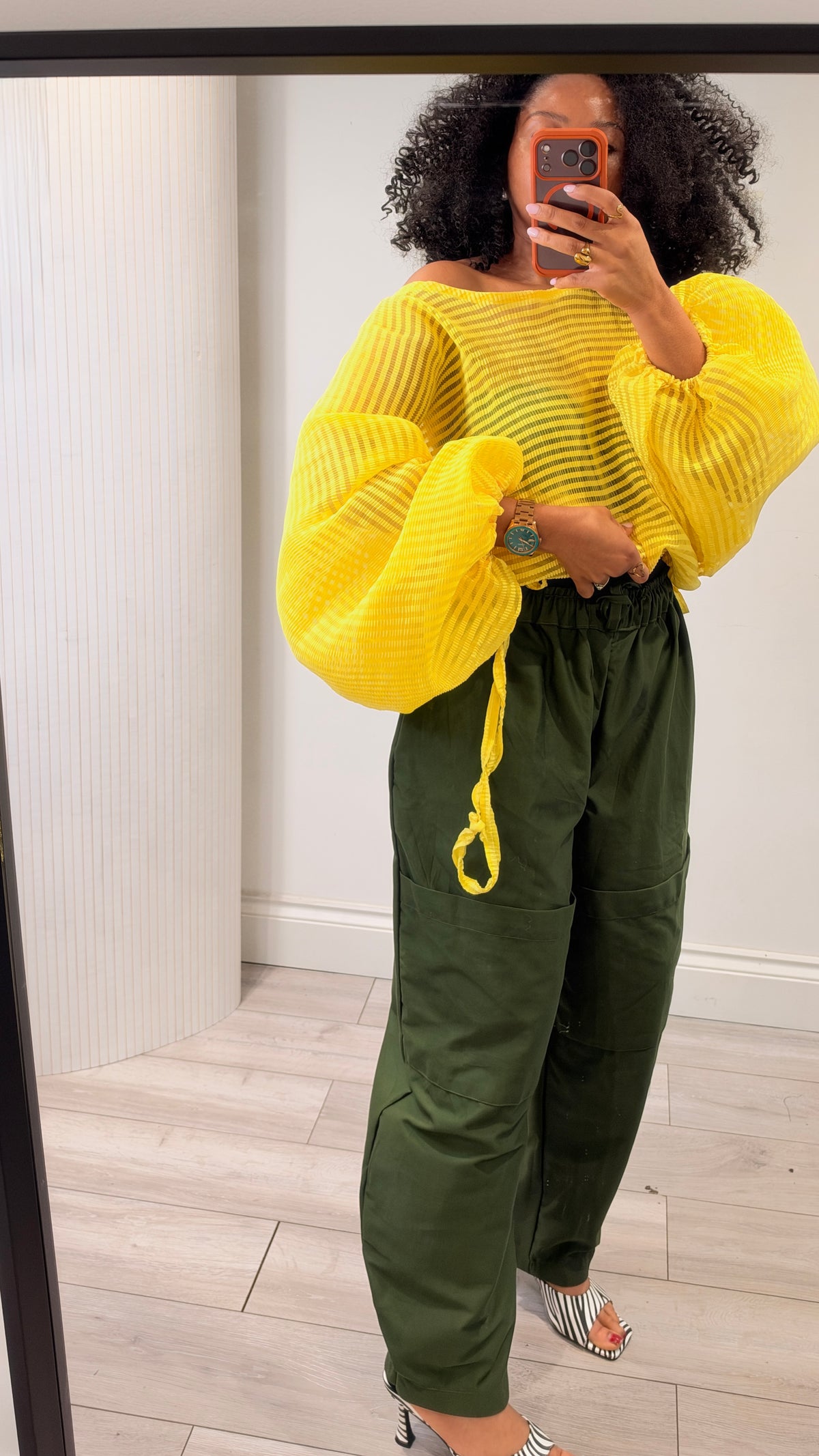 Pleated organza Baloon top. One size up to UK16/18 yellow