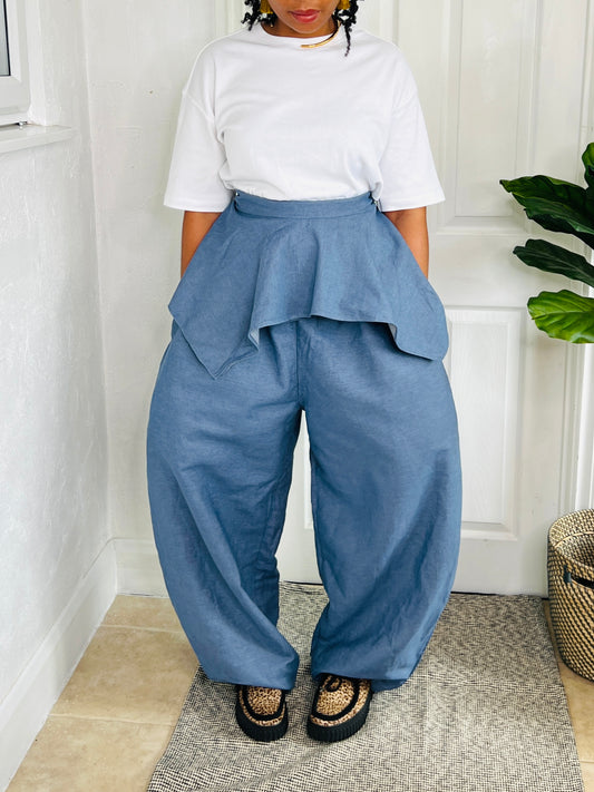 Denim Baloon trousers (without peplum belt) size 1 UK 8-14
