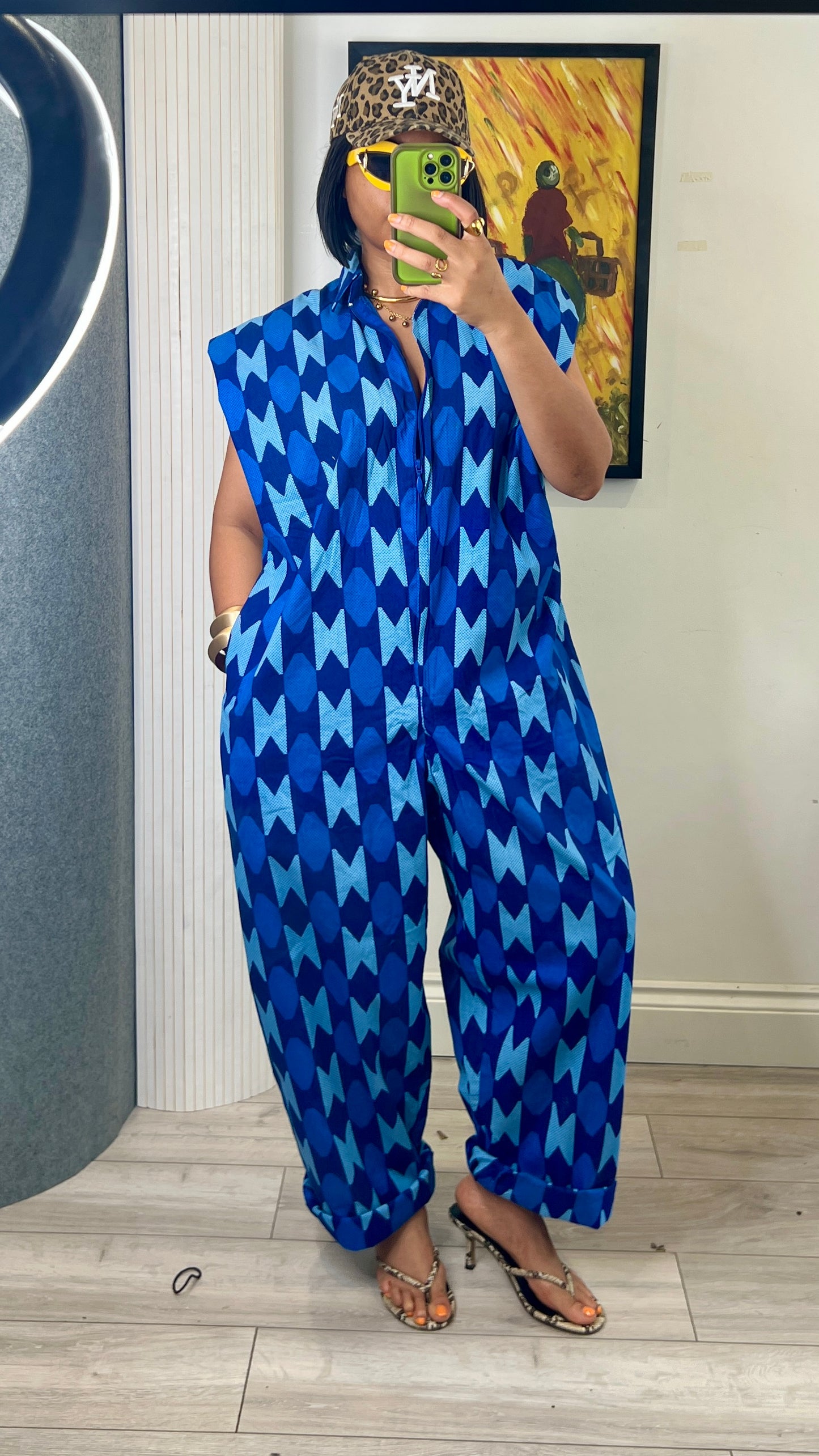 Blue kente inspired jumpsuit. One size 1 UK8-14
