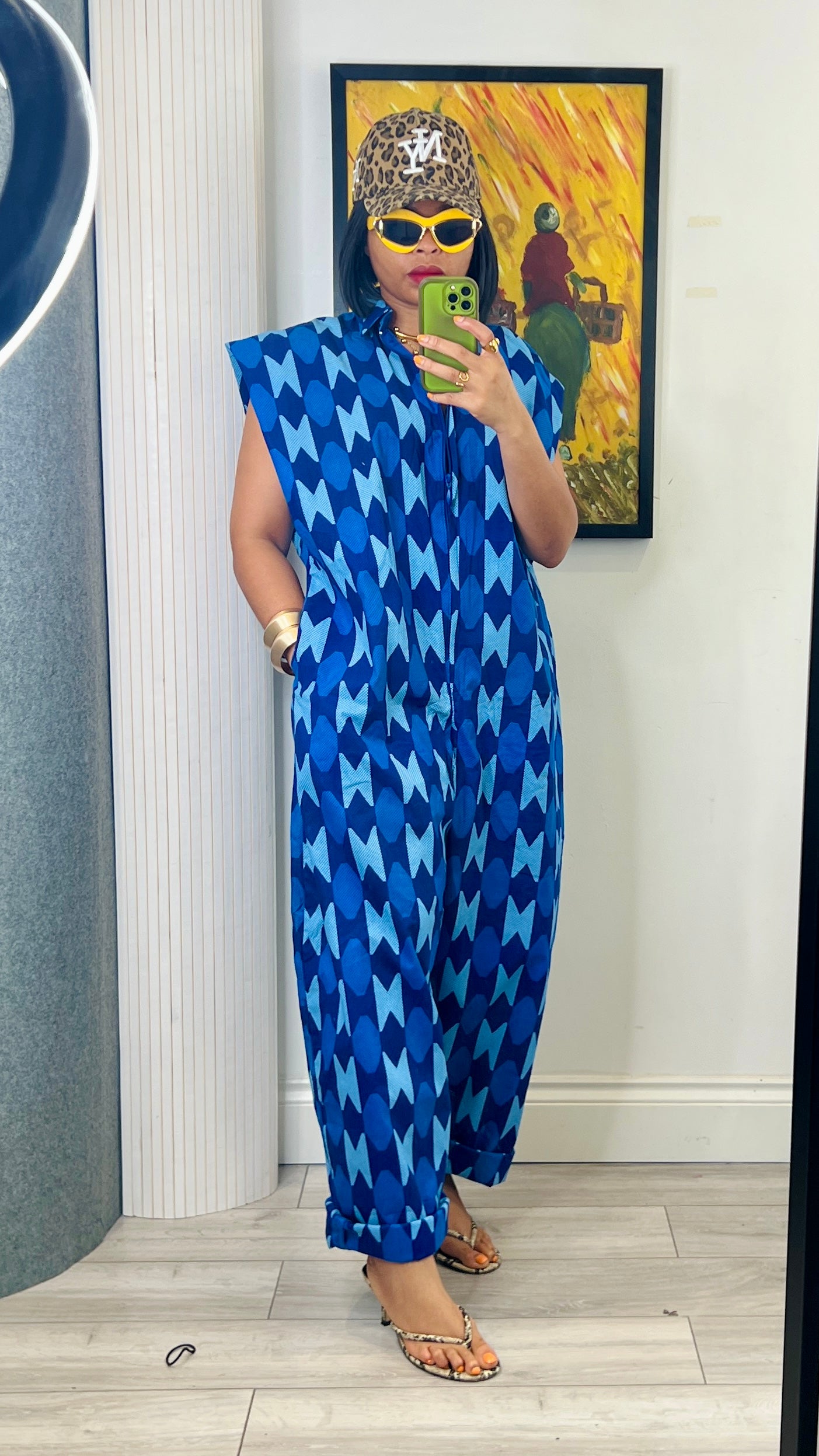 Blue kente inspired jumpsuit. One size 1 UK8-14
