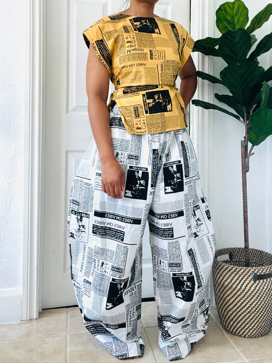 Newspaper print Baloon trousers UK size 1