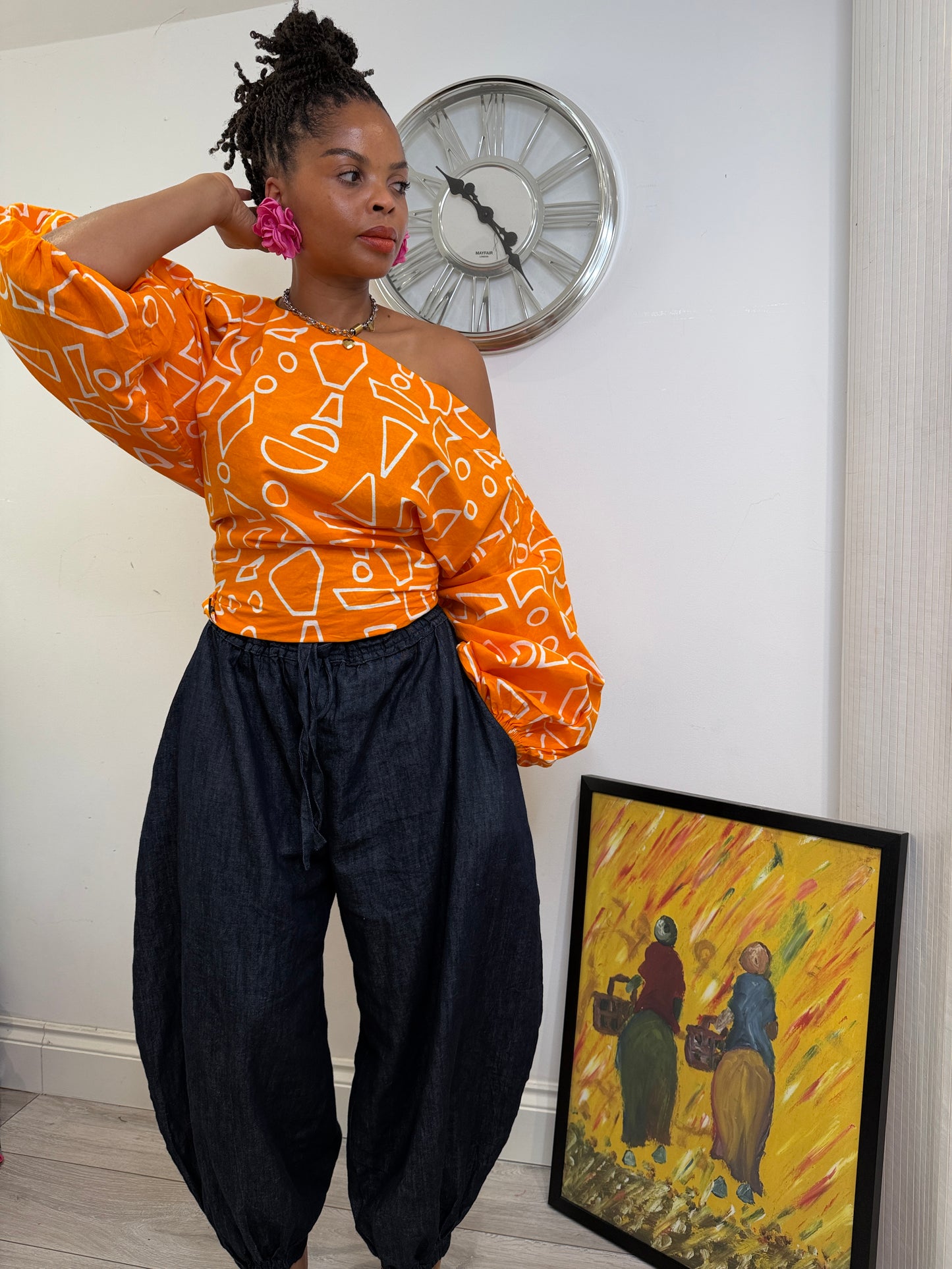 Orange Baloon wrap top one size UK 8-14/16